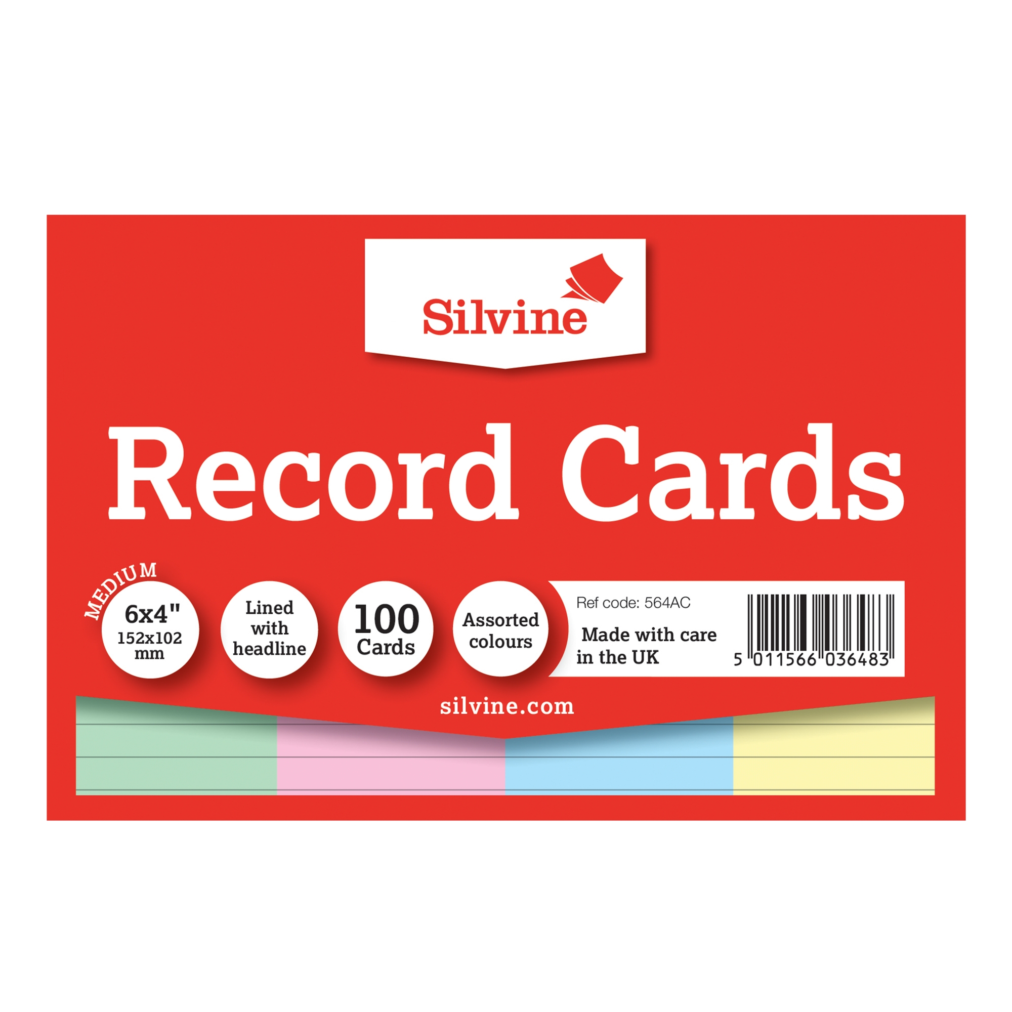 Record 6" x 4" 100 Cards- Pack of 100